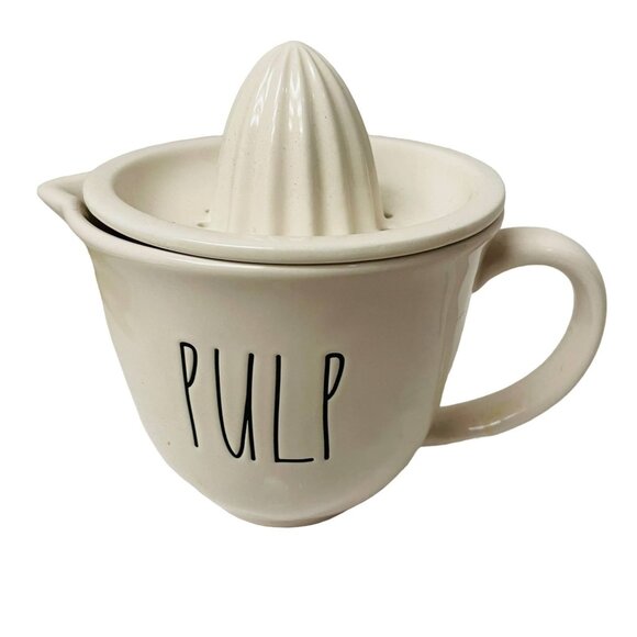 Rae Dunn Artisan Collection Ceramic Lemon Juicer & Mug CupWhite Strainer  5" x 7 - Picture 1 of 8